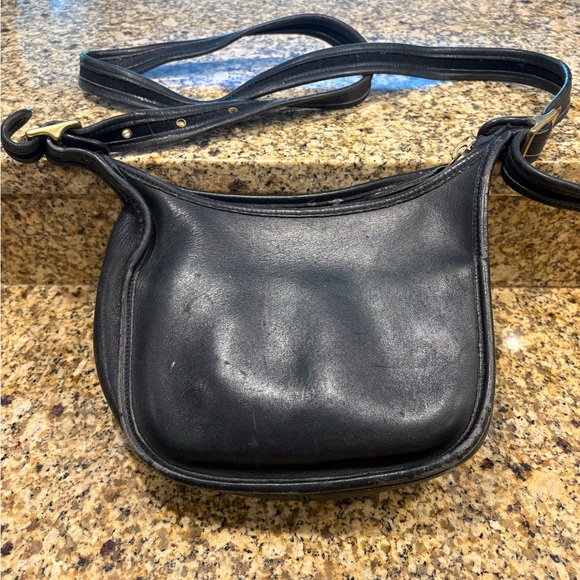 Vintage Coach Janice Black Leather Legacy Crossbody Bag 9950 Saddle Bag TLC - Picture 1 of 12